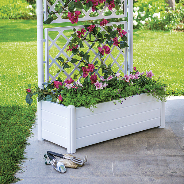 Italia square flower box with trellis